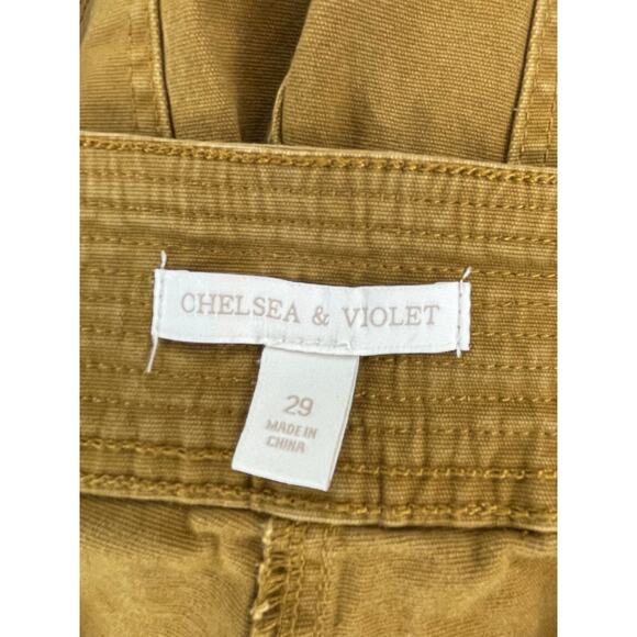 Chelsea & Violet Womens Pants Sz 29 Camel Tan Button-Front Crop Wide-Leg Utility - Picture 2 of 13